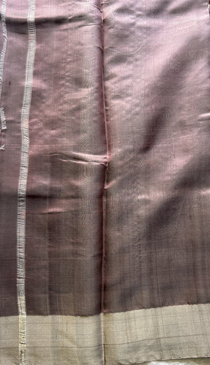 Chanderi Silk Saree Mauve color Elegantly Paired with a Zari border - Sampradaya Designer Studio