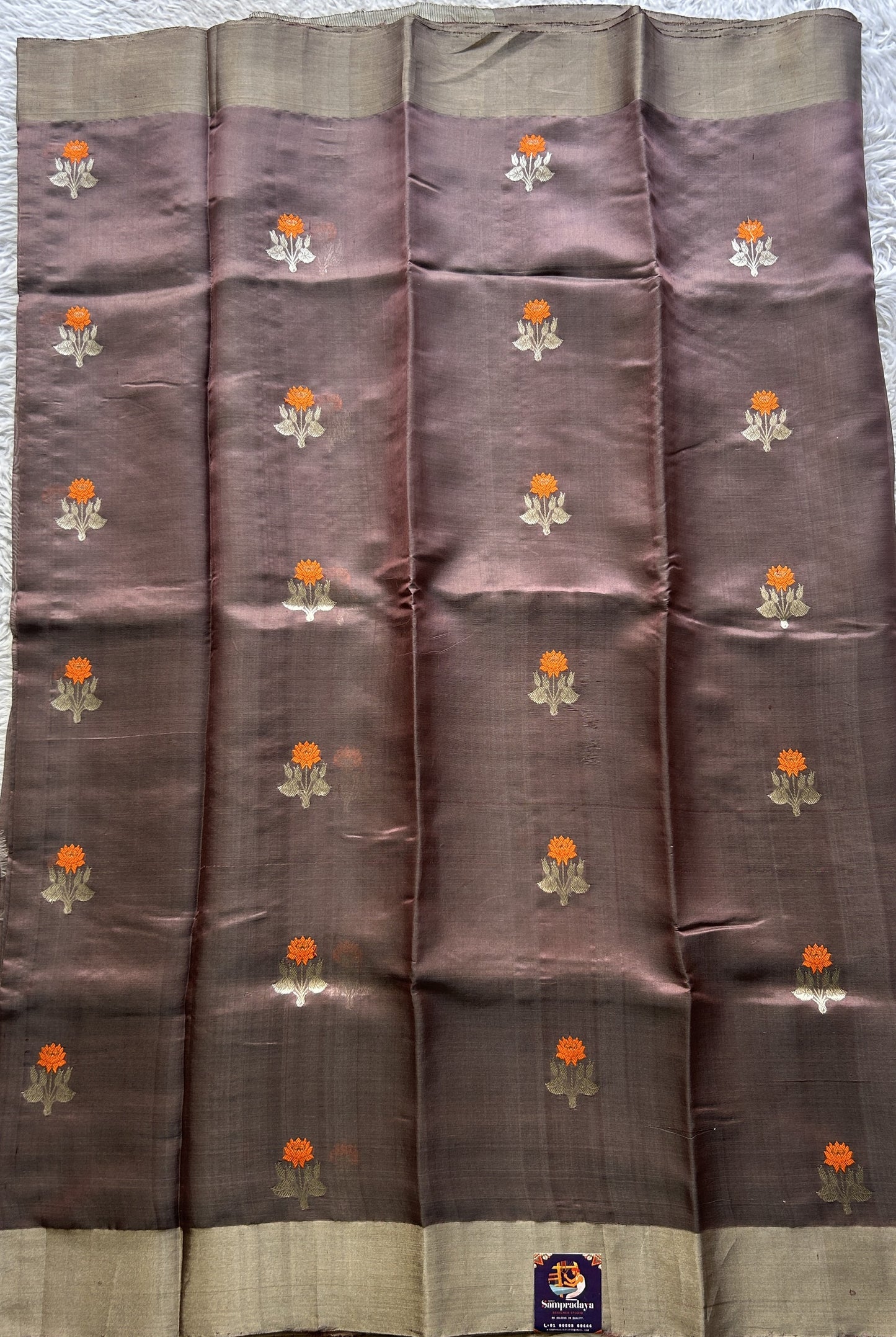 Chanderi Silk Saree Mauve color Elegantly Paired with a Zari border - Sampradaya Designer Studio