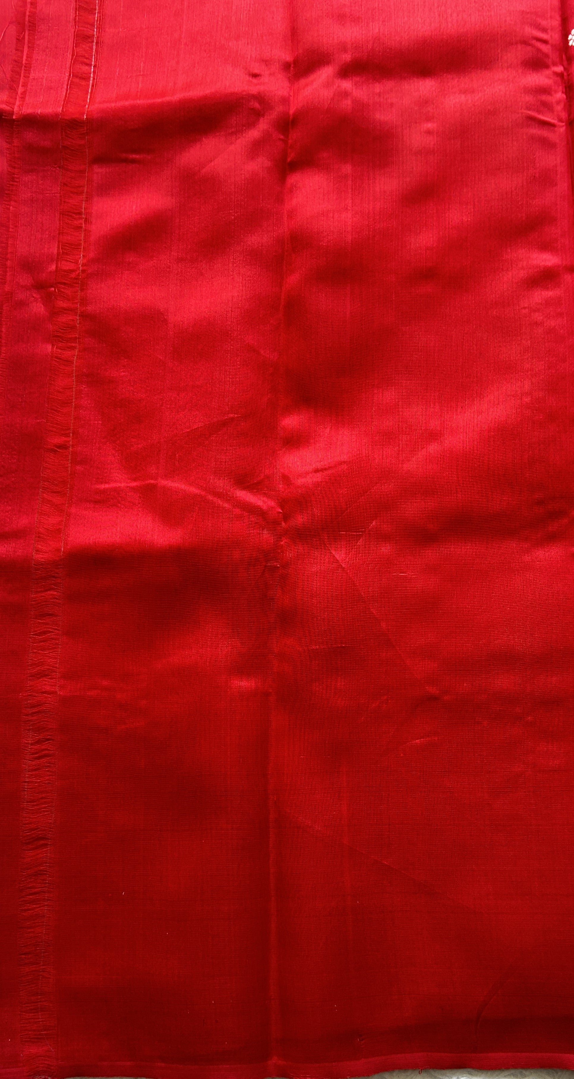 Chanderi Silk Saree Red color Elegantly Paired with a Zari border - Sampradaya Designer Studio