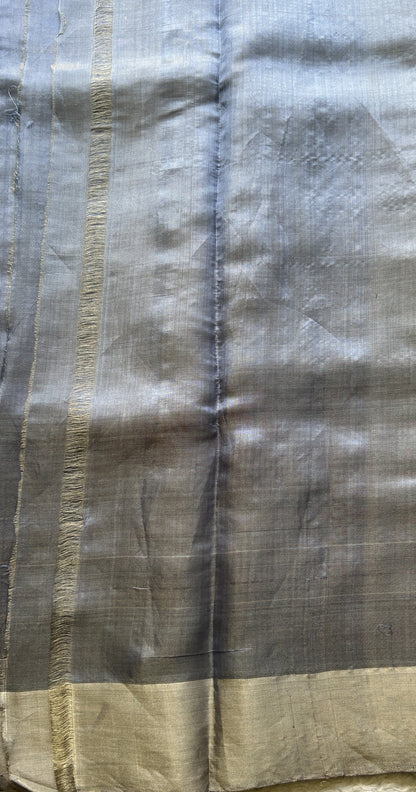Chanderi Silk Saree Ink Blue color Elegantly Paired with a Zari border - Sampradaya Designer Studio