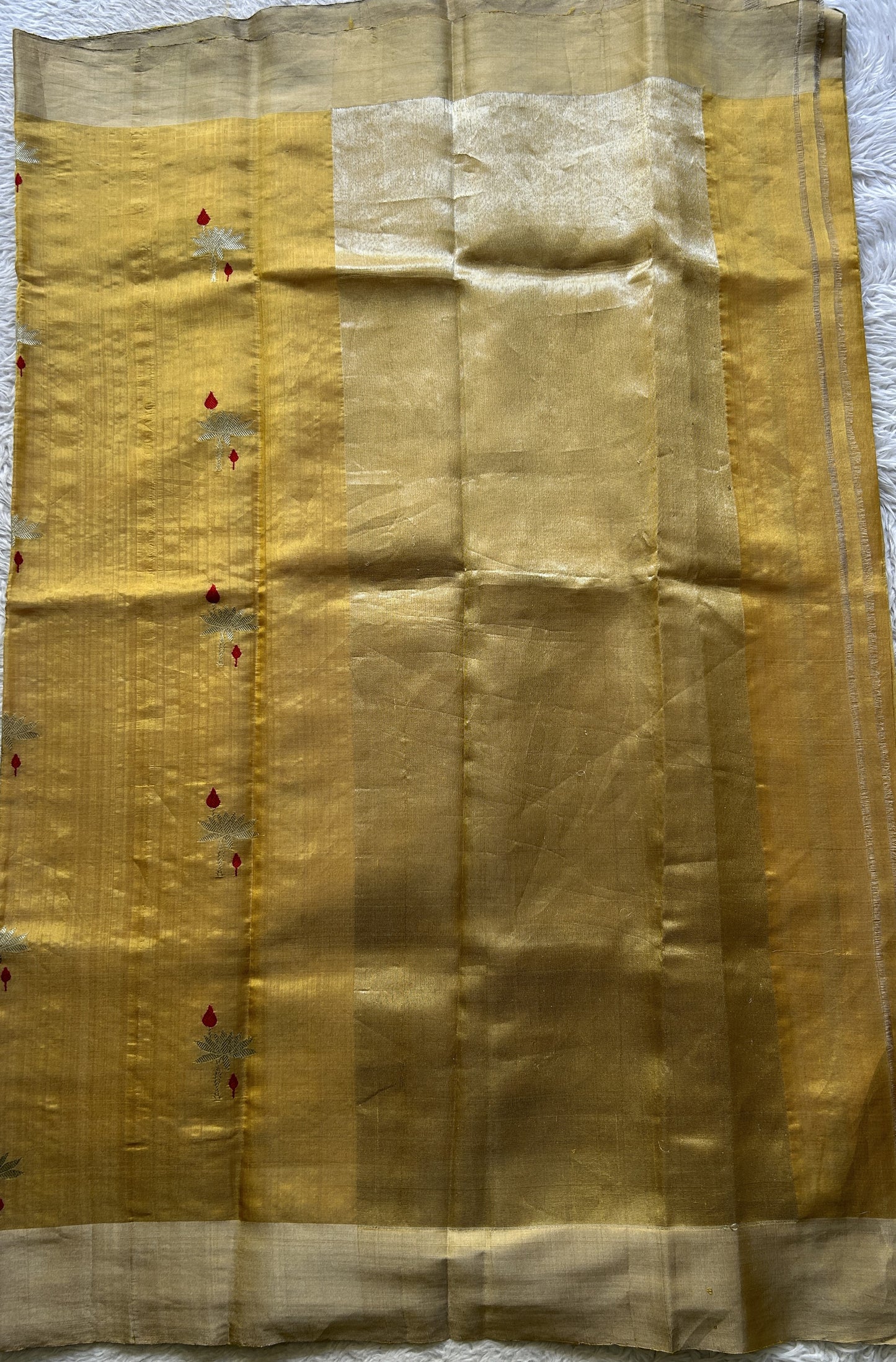 Chanderi Silk Saree Yellow color Elegantly Paired with a Zari border - Sampradaya Designer Studio
