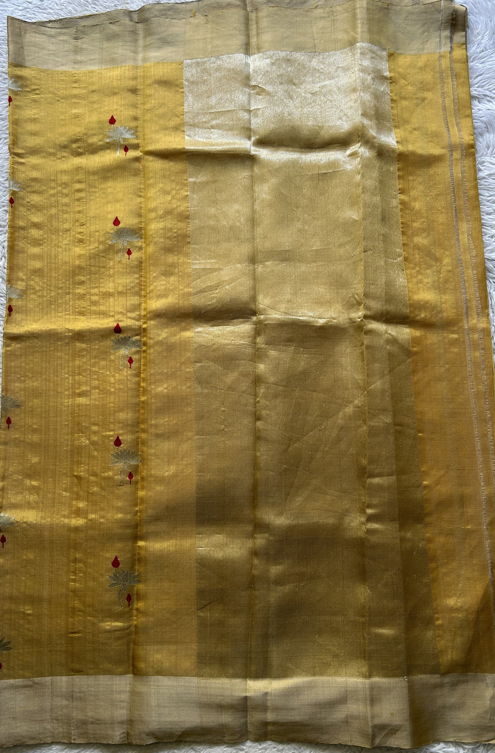 Chanderi Silk Saree Yellow color Elegantly Paired with a Zari border - Sampradaya Designer Studio