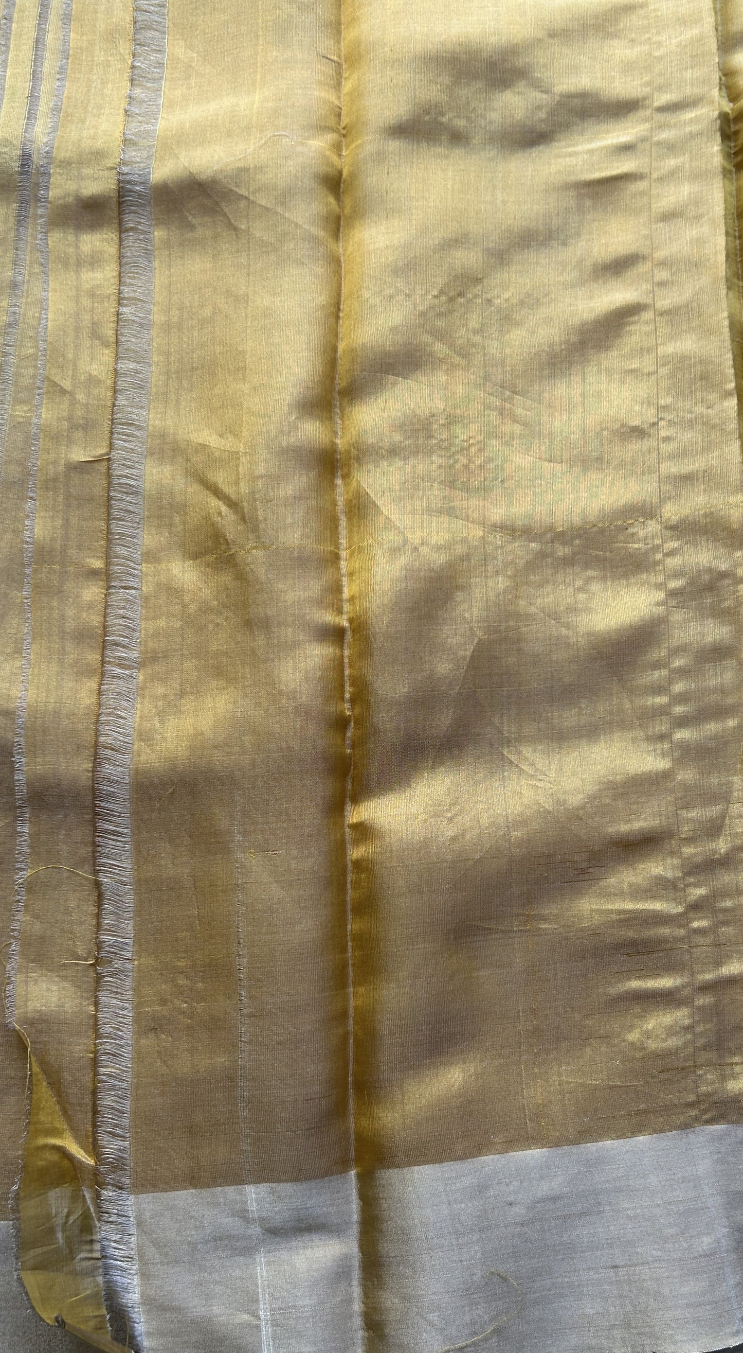 Chanderi Silk Saree Yellow color Elegantly Paired with a Zari border - Sampradaya Designer Studio