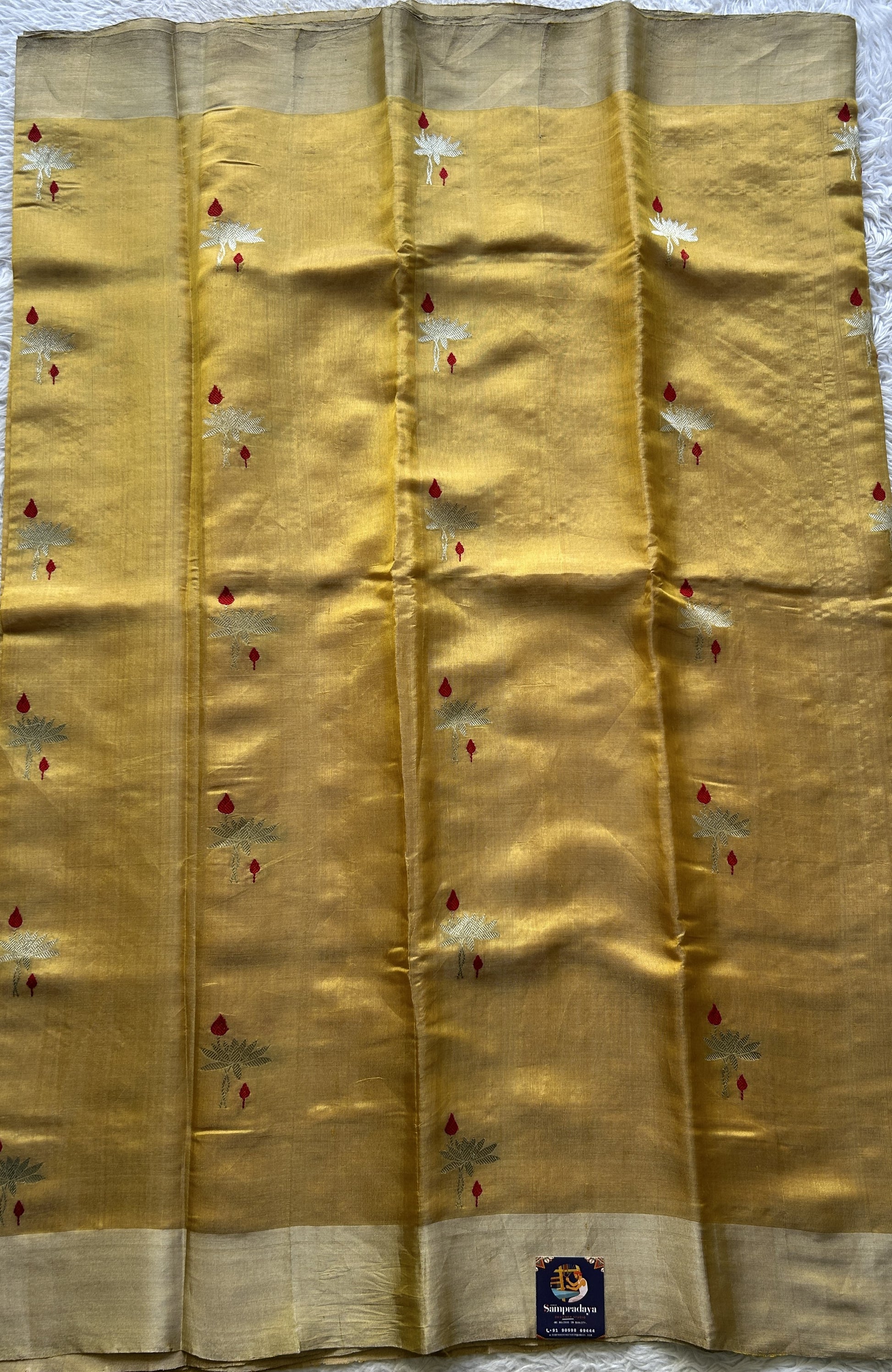 Chanderi Silk Saree Yellow color Elegantly Paired with a Zari border - Sampradaya Designer Studio