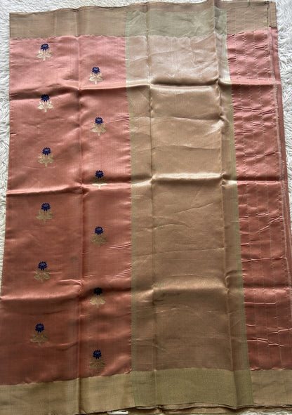 Chanderi Silk Saree Onion Pink color Elegantly Paired with a Zari border - Sampradaya Designer Studio