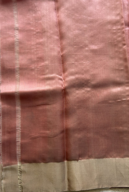 Chanderi Silk Saree Onion Pink color Elegantly Paired with a Zari border - Sampradaya Designer Studio