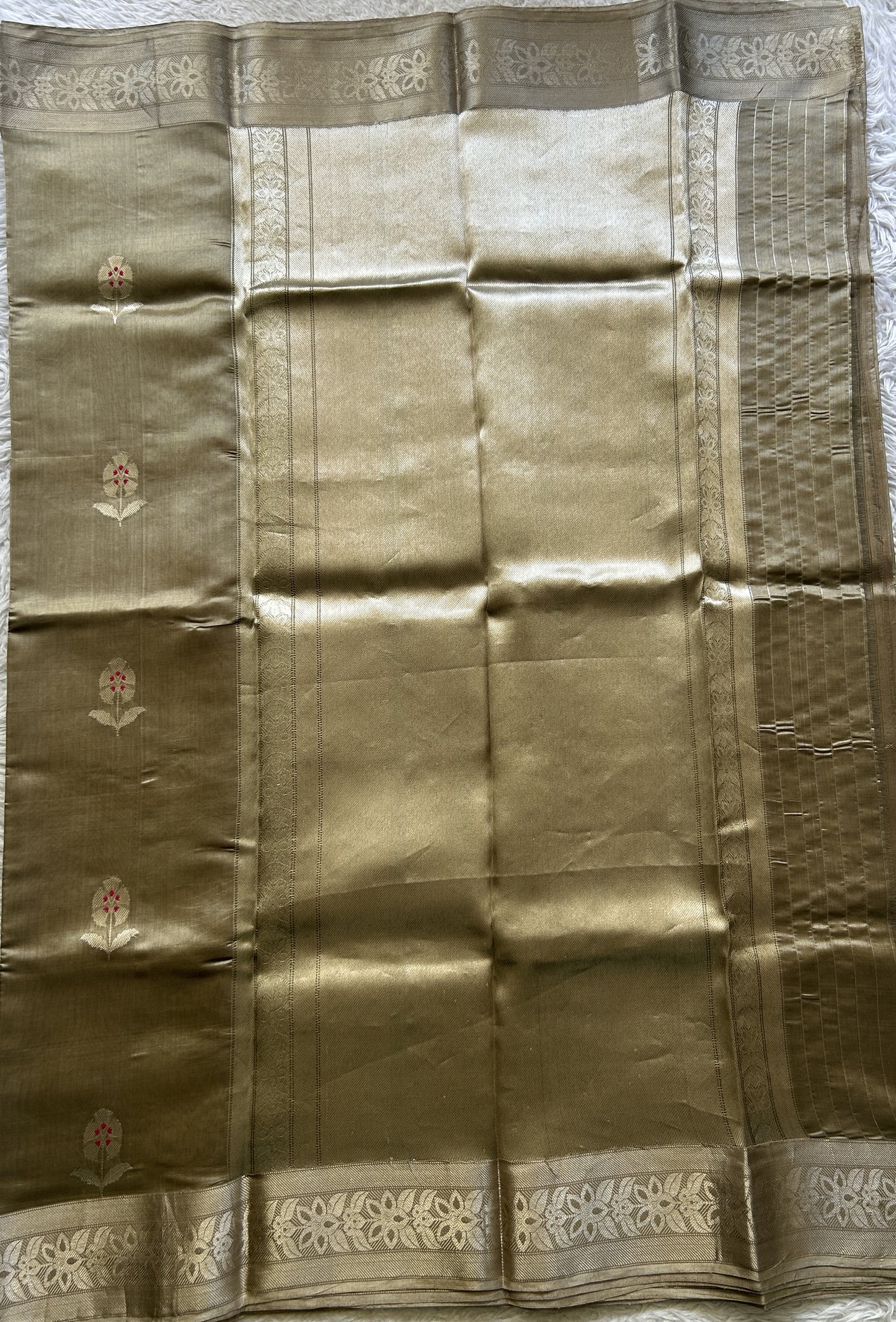 Chanderi Silk Saree Sand Dune color Elegantly Paired with a Zari border - Sampradaya Designer Studio