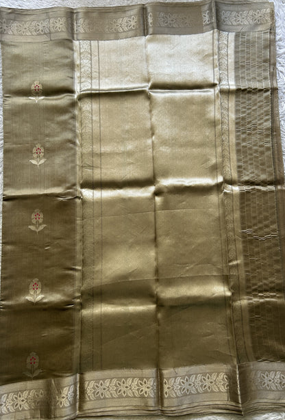 Chanderi Silk Saree Sand Dune color Elegantly Paired with a Zari border - Sampradaya Designer Studio