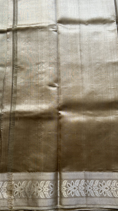 Chanderi Silk Saree Sand Dune color Elegantly Paired with a Zari border - Sampradaya Designer Studio