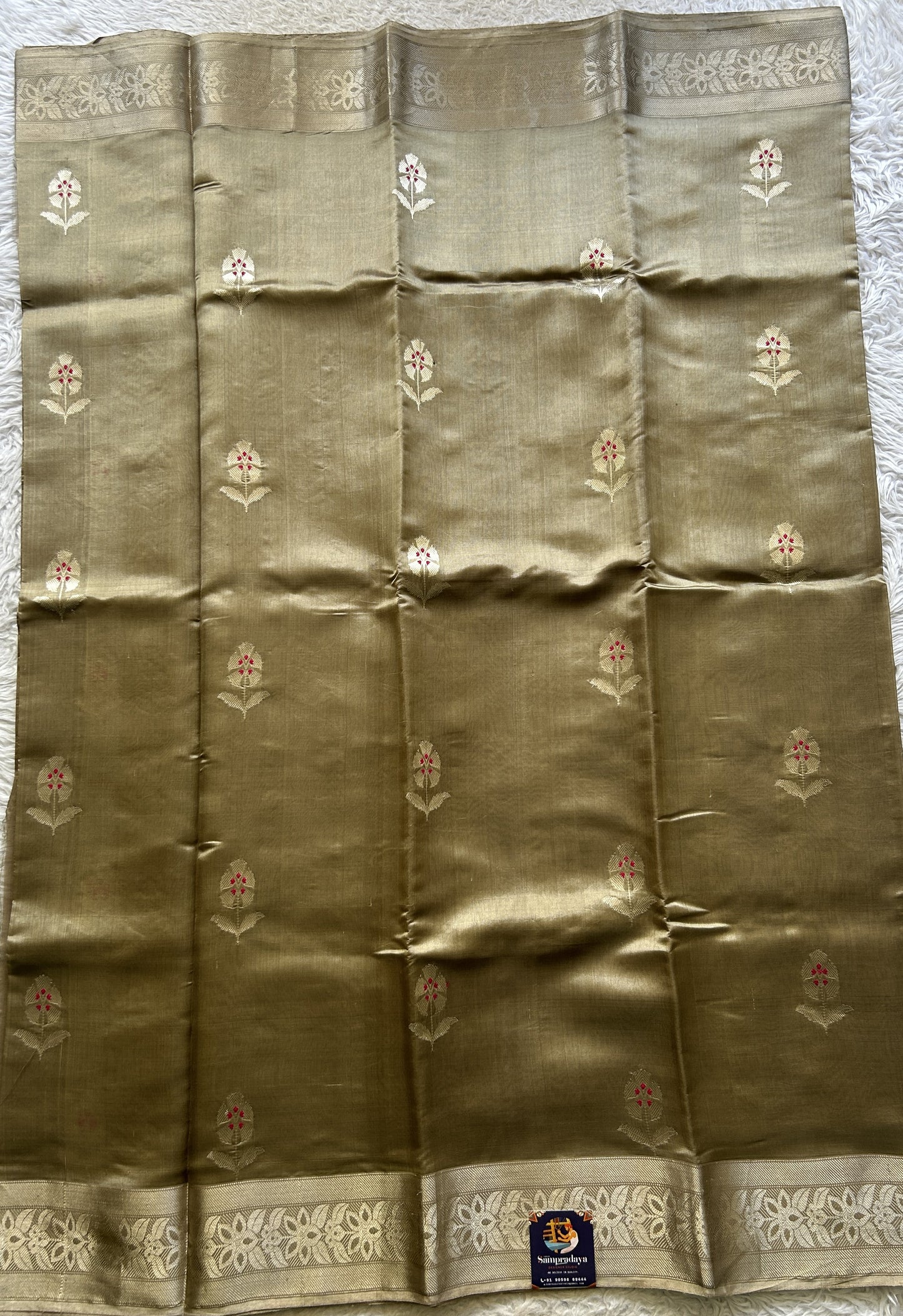 Chanderi Silk Saree Sand Dune color Elegantly Paired with a Zari border - Sampradaya Designer Studio
