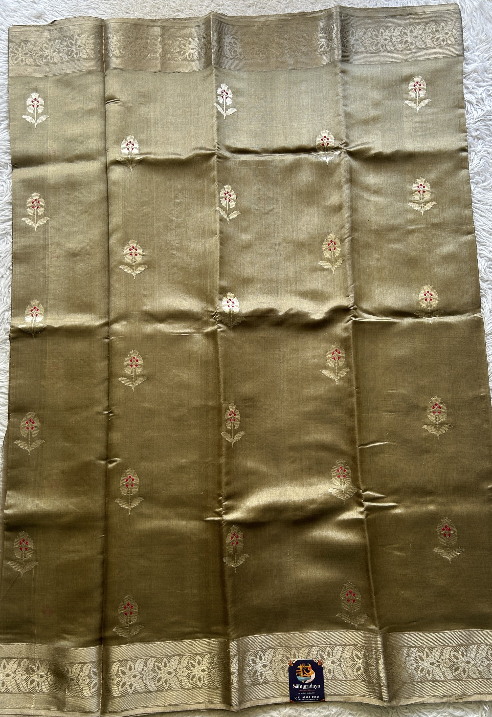 Chanderi Silk Saree Sand Dune color Elegantly Paired with a Zari border - Sampradaya Designer Studio