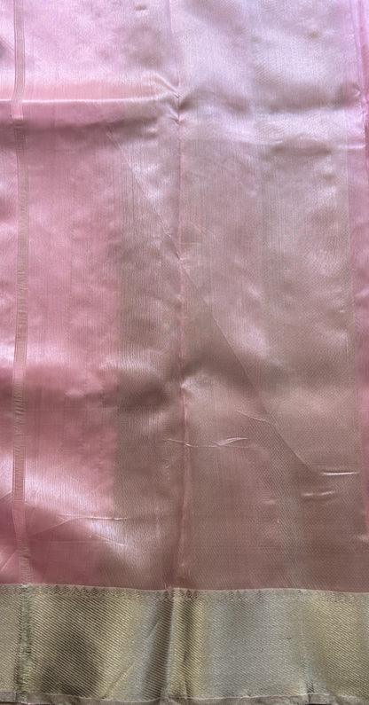 Chanderi Silk Saree Baby Pink color Elegantly Paired with a Zari border - Sampradaya Designer Studio