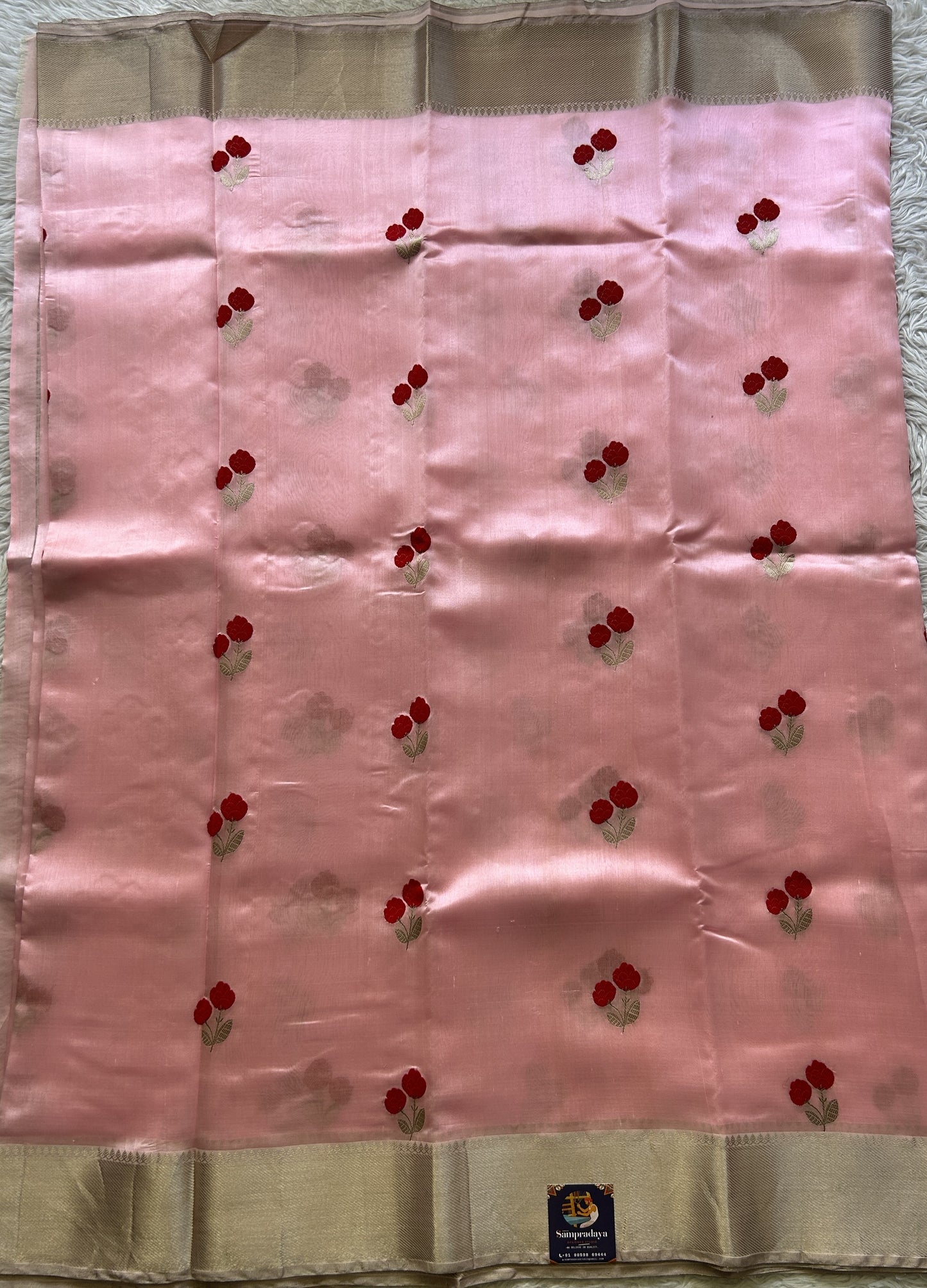 Chanderi Silk Saree Baby Pink color Elegantly Paired with a Zari border - Sampradaya Designer Studio