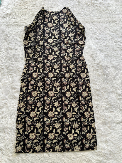 Jaipur Cotton Kurti Black Colored With a Floral Print. - Sampradaya Designer Studio