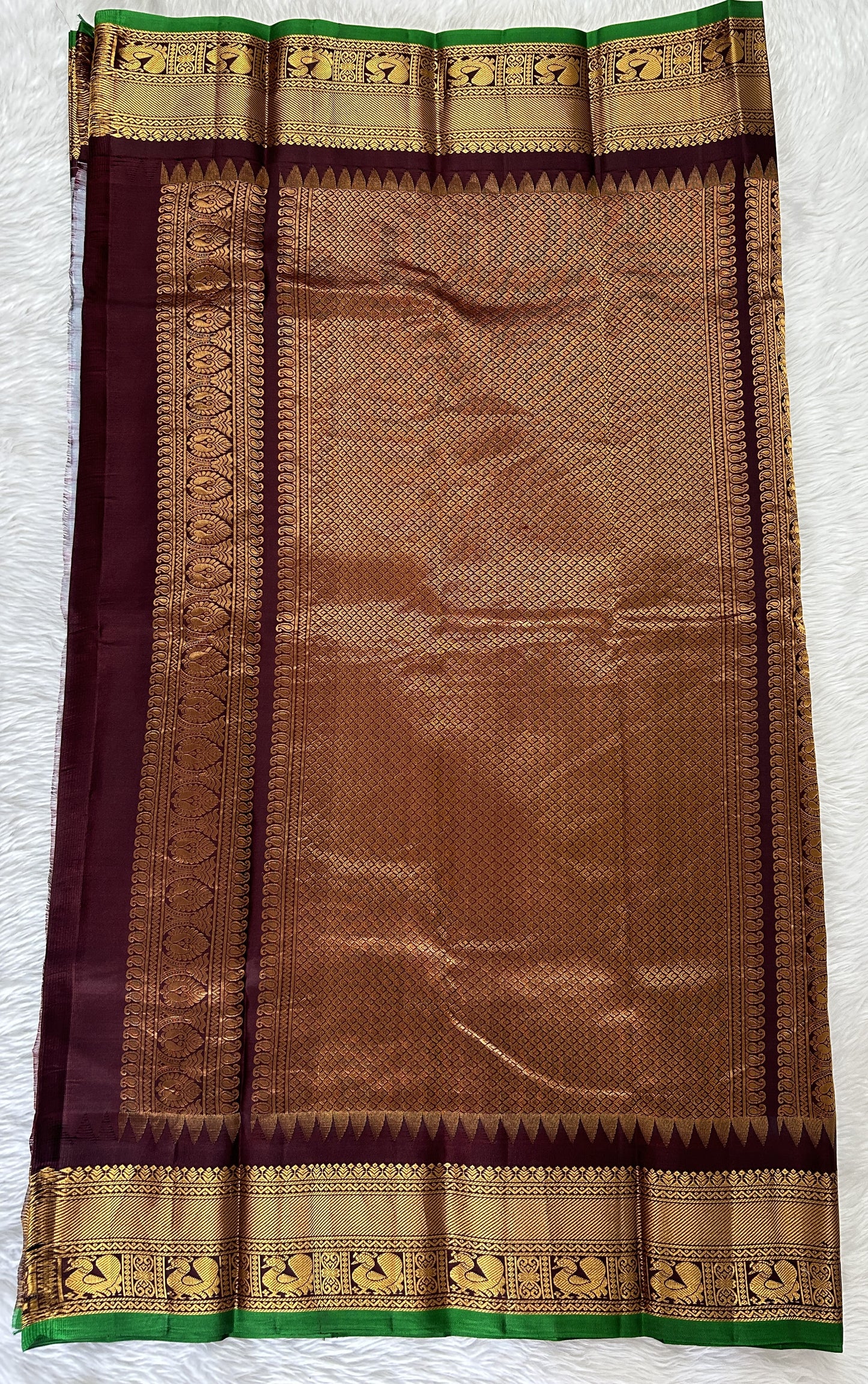 Gadwal Pattu Saree Light Gray colored saree complemented with a Brown Kanchi Border - Sampradaya Designer Studio