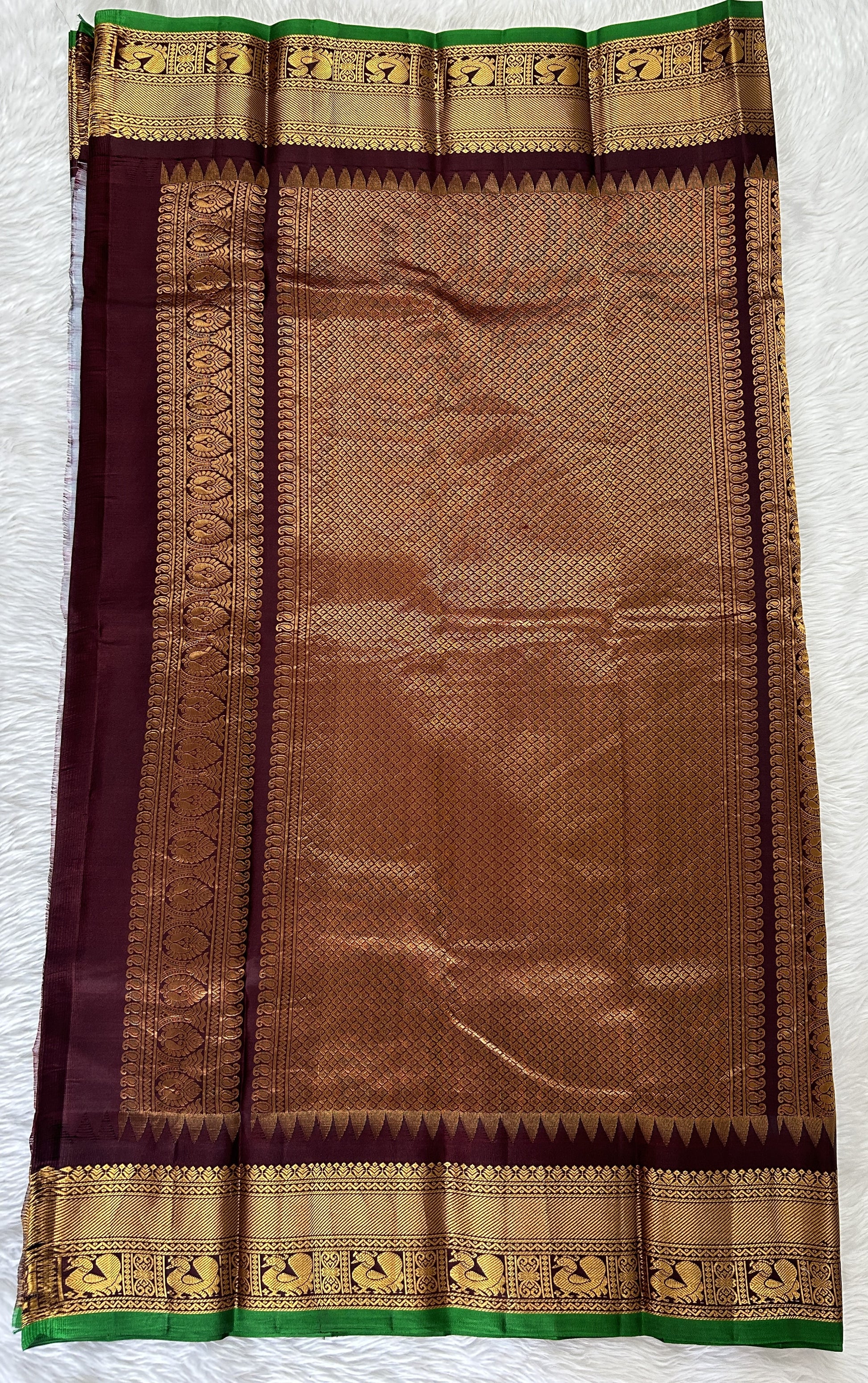 Gadwal Pattu Saree Light Gray colored saree complemented with a Brown Kanchi Border - Sampradaya Designer Studio