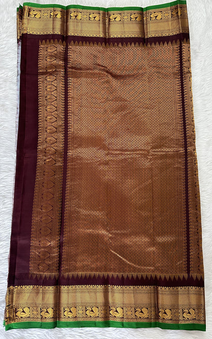 Gadwal Pattu Saree Light Gray colored saree complemented with a Brown Kanchi Border - Sampradaya Designer Studio