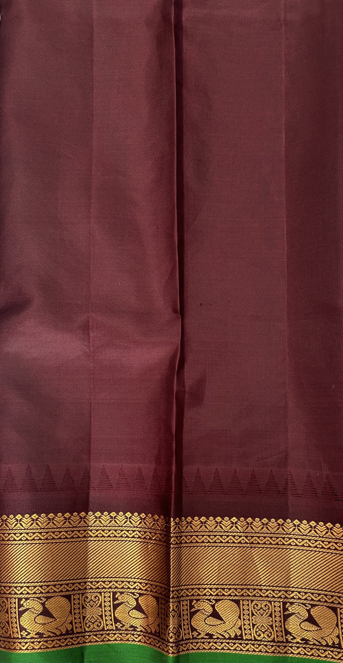 Gadwal Pattu Saree Light Gray colored saree complemented with a Brown Kanchi Border - Sampradaya Designer Studio