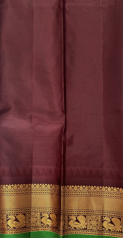 Gadwal Pattu Saree Light Gray colored saree complemented with a Brown Kanchi Border - Sampradaya Designer Studio