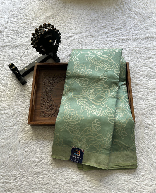 Banarasi Katan Silk Allover Saree Sea Green Colored Elegantly Paired with a Zari border. - Sampradaya Designer Studio