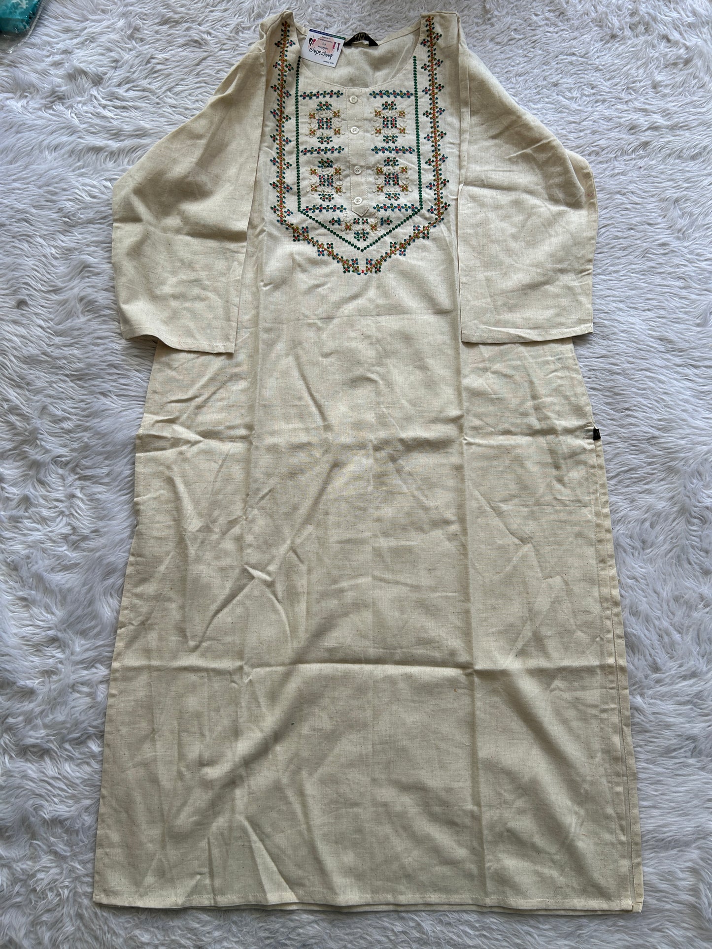Jaipur Cotton Off White Colored With a Plain Kurti. - Sampradaya Designer Studio