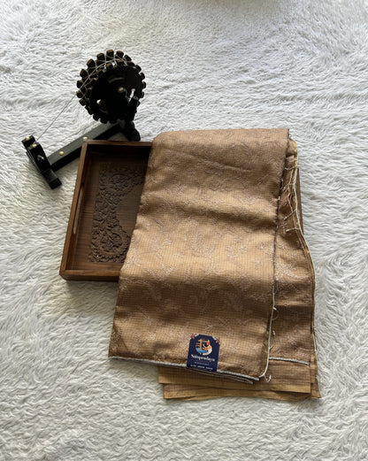 Silk kota Saree Light Brown colored Complemented with a Borderless. - Sampradaya Designer Studio