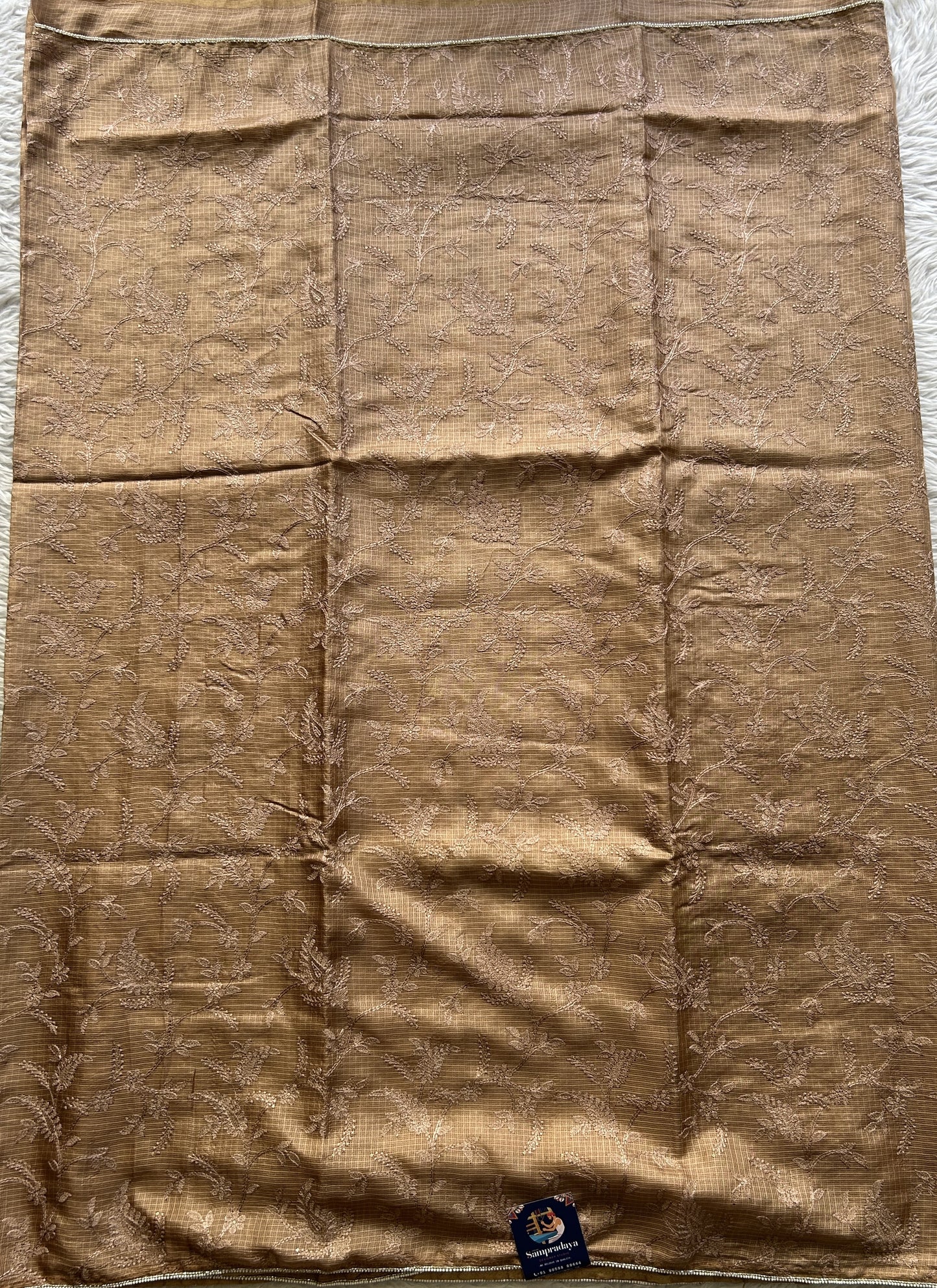 Silk kota Saree Light Brown colored Complemented with a Borderless. - Sampradaya Designer Studio