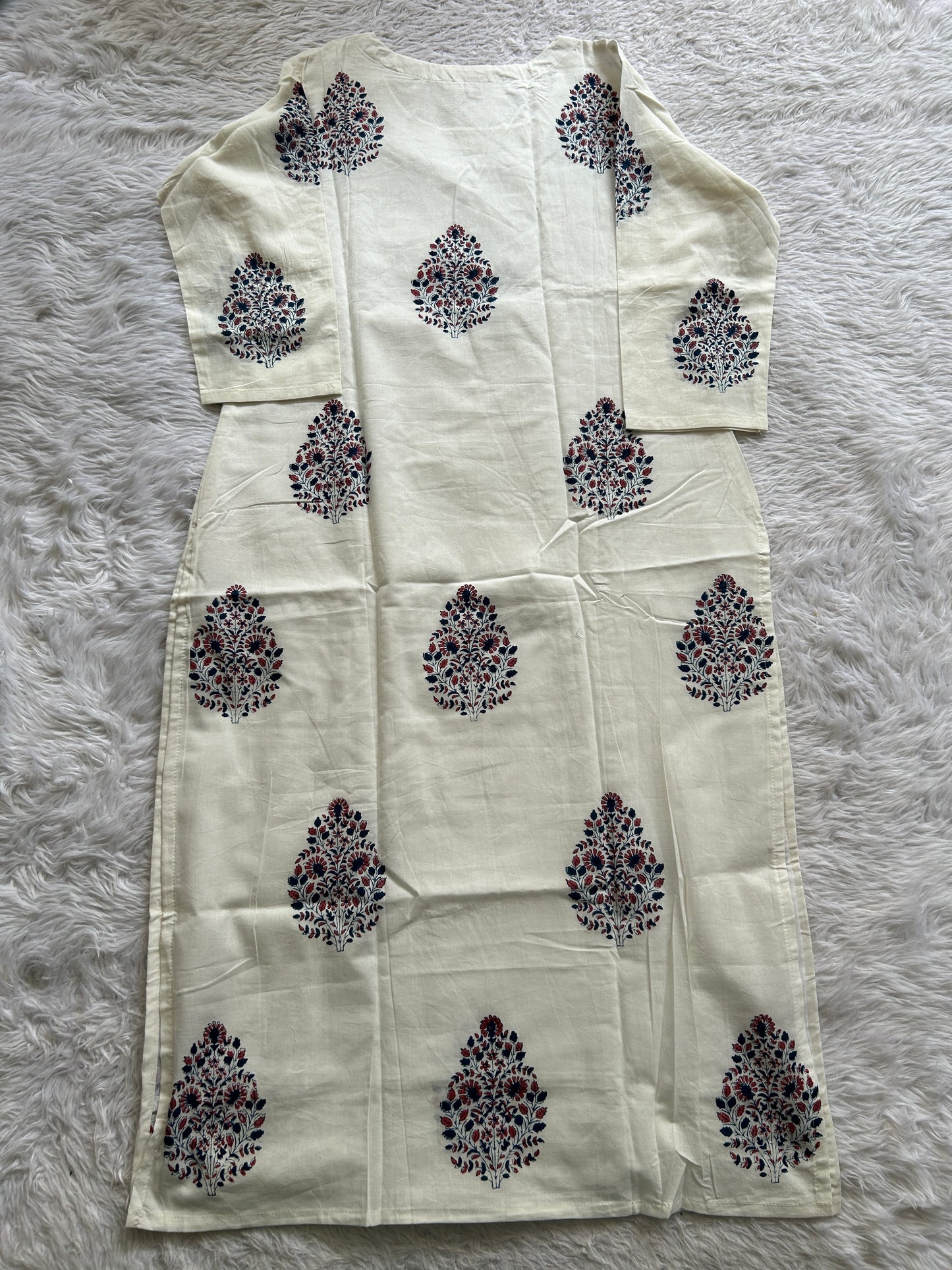 Jaipur Cotton White Colored With a Glass Bead Work Kurti. - Sampradaya Designer Studio