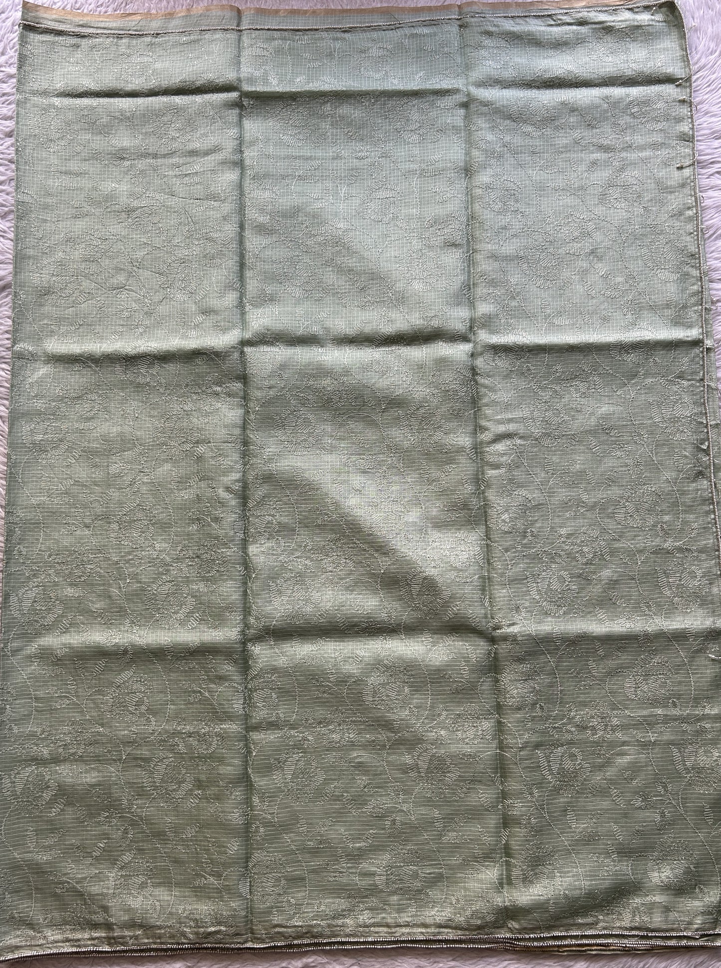 Silk kota Saree Sea Green colored Complemented with a Borderless. - Sampradaya Designer Studio