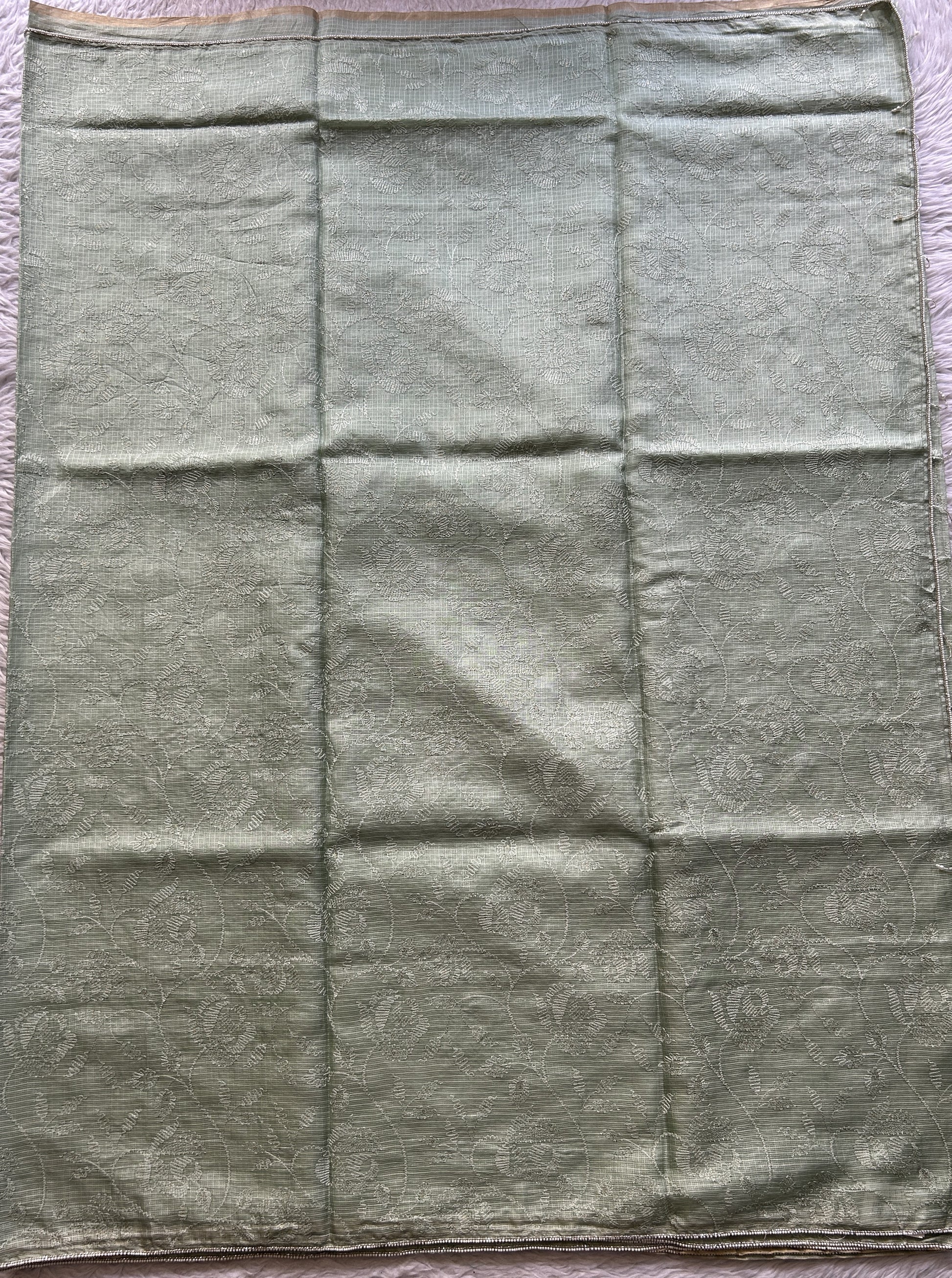 Silk kota Saree Sea Green colored Complemented with a Borderless. - Sampradaya Designer Studio