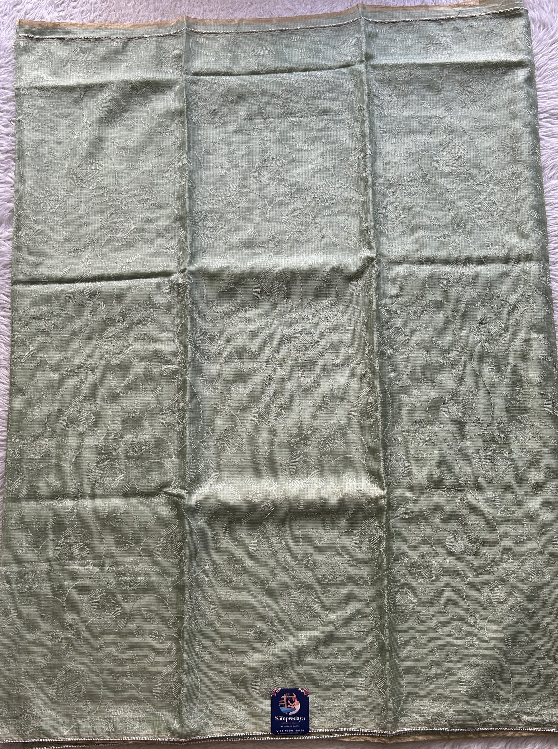 Silk kota Saree Sea Green colored Complemented with a Borderless. - Sampradaya Designer Studio