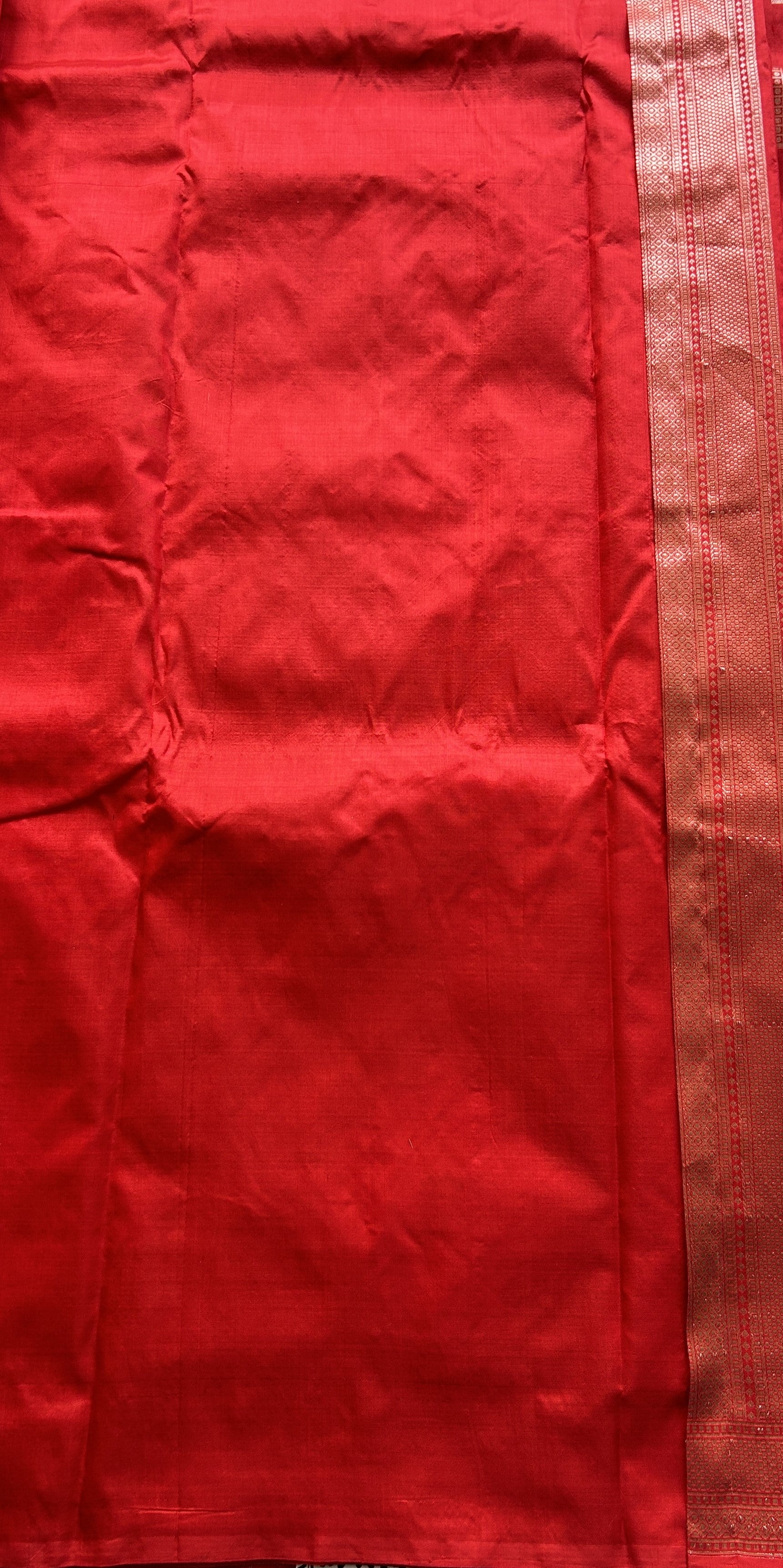 Banarasi Katan Silk Allover Saree Red Colored Elegantly Paired with a Zari border. - Sampradaya Designer Studio