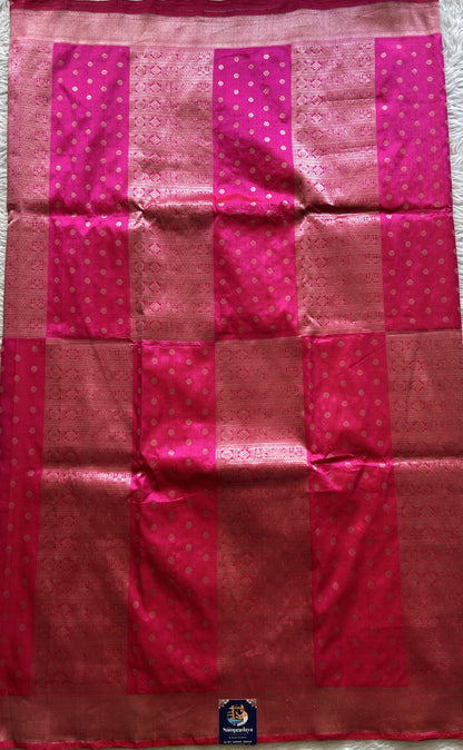 Banarasi Katan Silk Allover Saree Hot Pink Colored Elegantly Paired with a Zari border. - Sampradaya Designer Studio