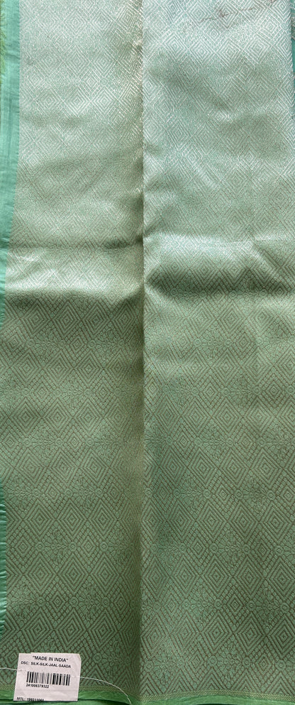 Banarasi Katan Silk Allover Saree Light Green Colored Elegantly Paired with a Zari border. - Sampradaya Designer Studio