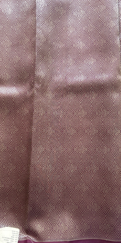 Banarasi Katan Silk Allover Saree Brinjal Colored Elegantly Paired with a Zari border. - Sampradaya Designer Studio