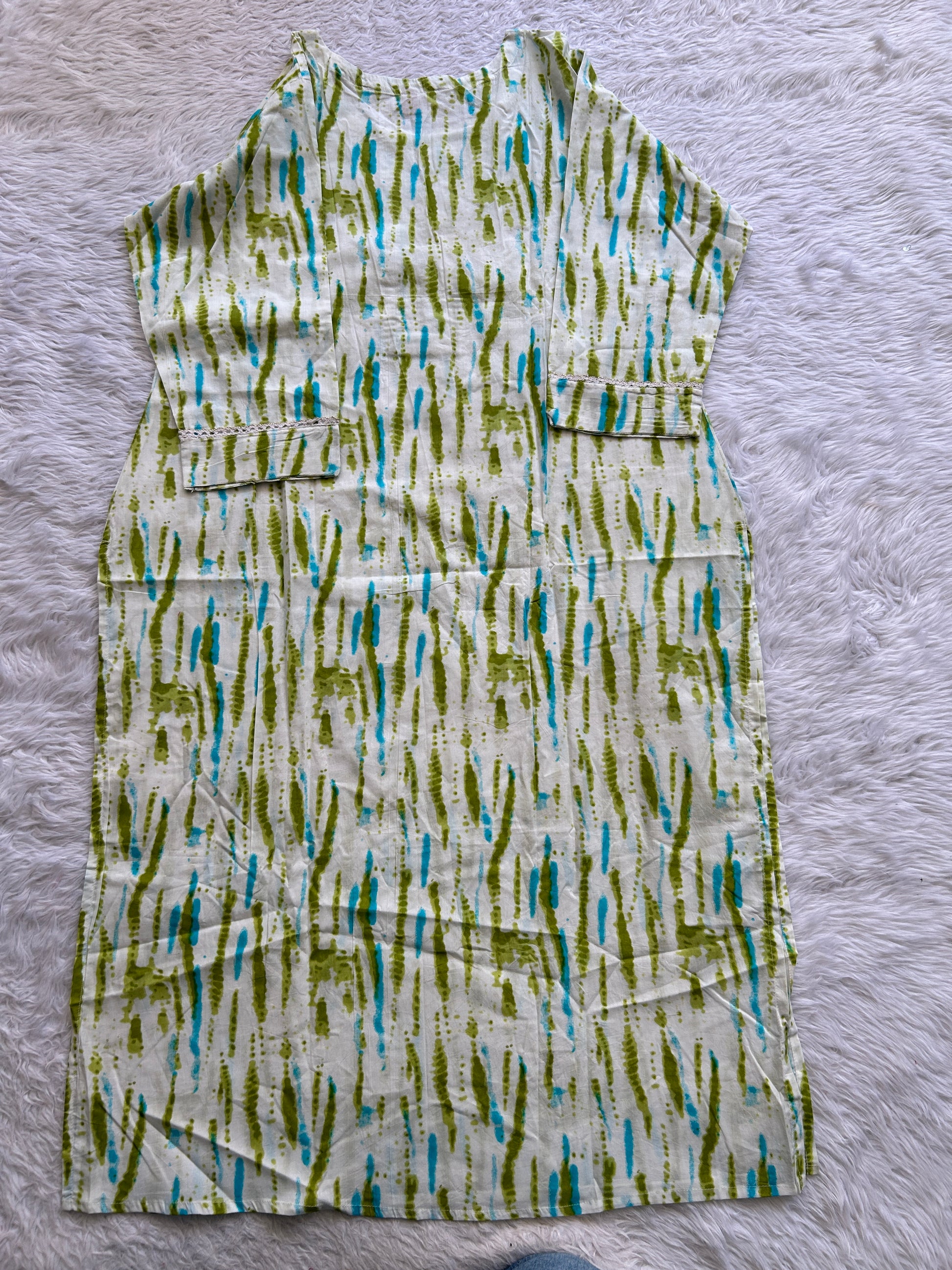 Jaipur Cotton White Colored With a Dye Kurti. - Sampradaya Designer Studio