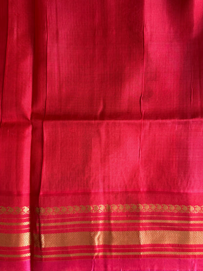 Navy Blue Gadwal Silk Saree with Gold Zari Border — Pure Handloom | Silk Mark Certified