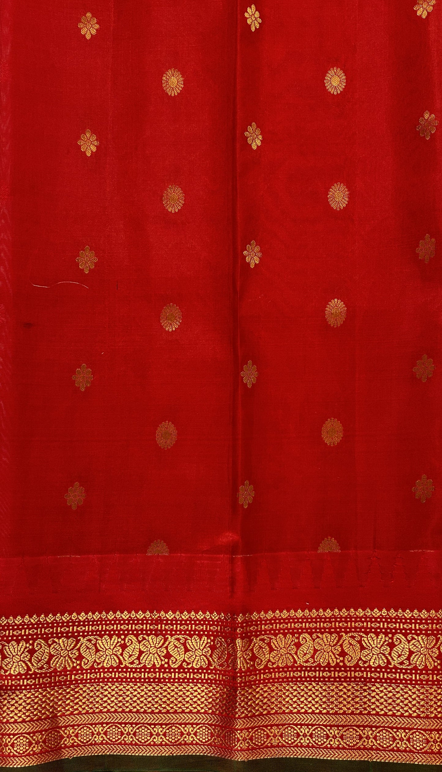 Gadwal Pattu Saree Sky Blue colored saree complemented with a Bright Red Kanchi Border - Sampradaya Designer Studio