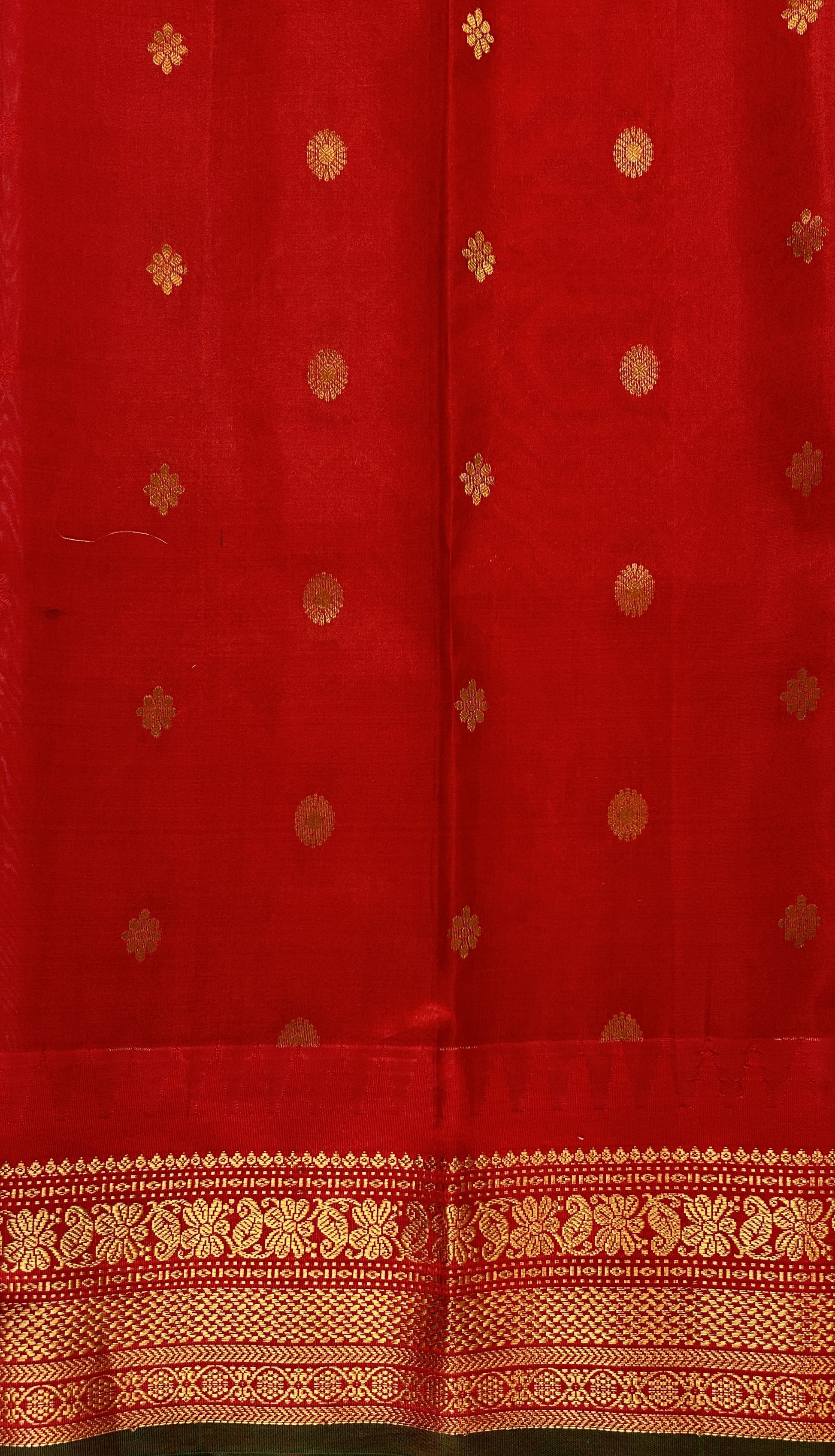 Gadwal Pattu Saree Sky Blue colored saree complemented with a Bright Red Kanchi Border - Sampradaya Designer Studio