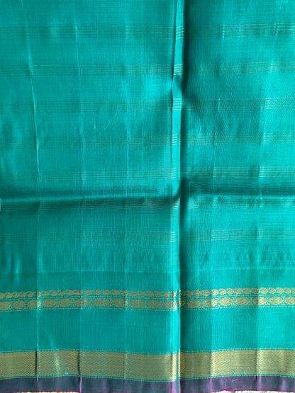 Plum Gadwal Silk Saree with Gold Zari Border — Pure Handloom | Silk Mark Certified