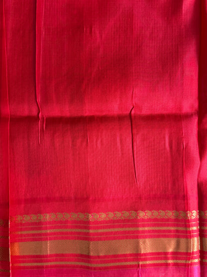 Brown Gadwal Silk Saree with Gold Zari Border — Pure Handloom | Silk Mark Certified