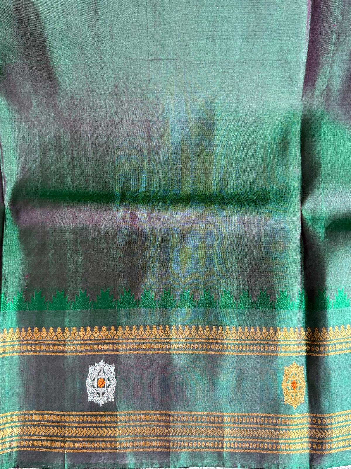 Purple Gadwal Silk Saree with Gold Zari Border — Pure Handloom | Silk Mark Certified