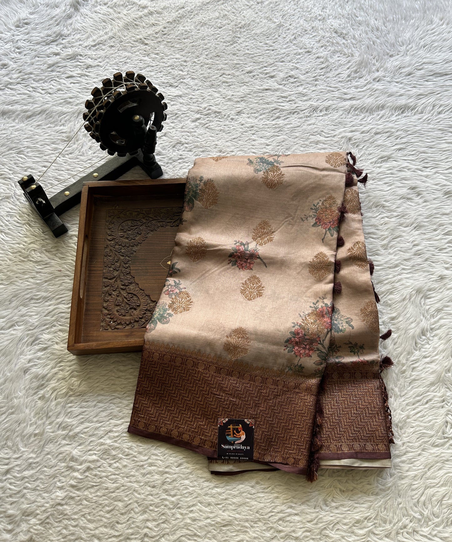 Pure Tussar Silk Saree Light Onion Pink Color Complemented with a Zari Border. - Sampradaya Designer Studio