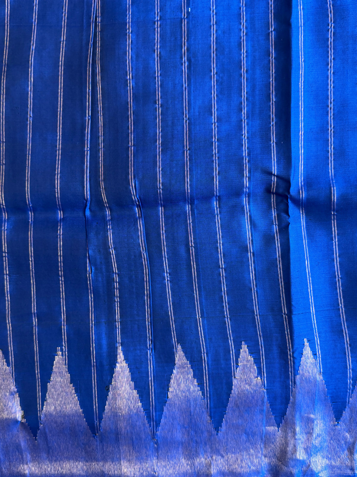 Royal Blue Gadwal Silk Saree with Gold Zari Border — Pure Handloom | Silk Mark Certified