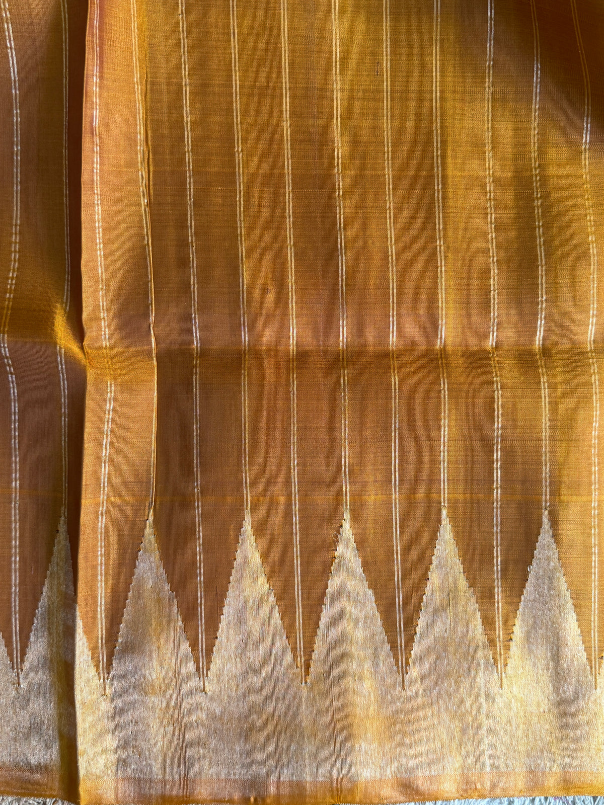 Musted Yellow Gadwal Silk Saree with Gold Zari Border — Pure Handloom | Silk Mark Certified