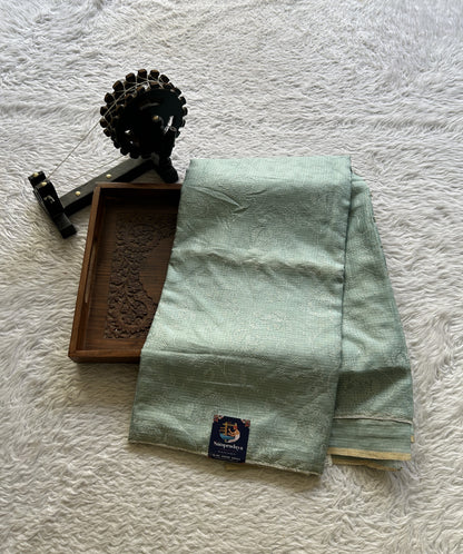 Silk kota Saree Light Sea Blue colored Elegantly Paired with a Borderless Saree. - Sampradaya Designer Studio
