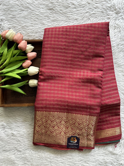Semi Georgette Saree Maroon Colored Complemented with a Zari Border. - Sampradaya Designer Studio
