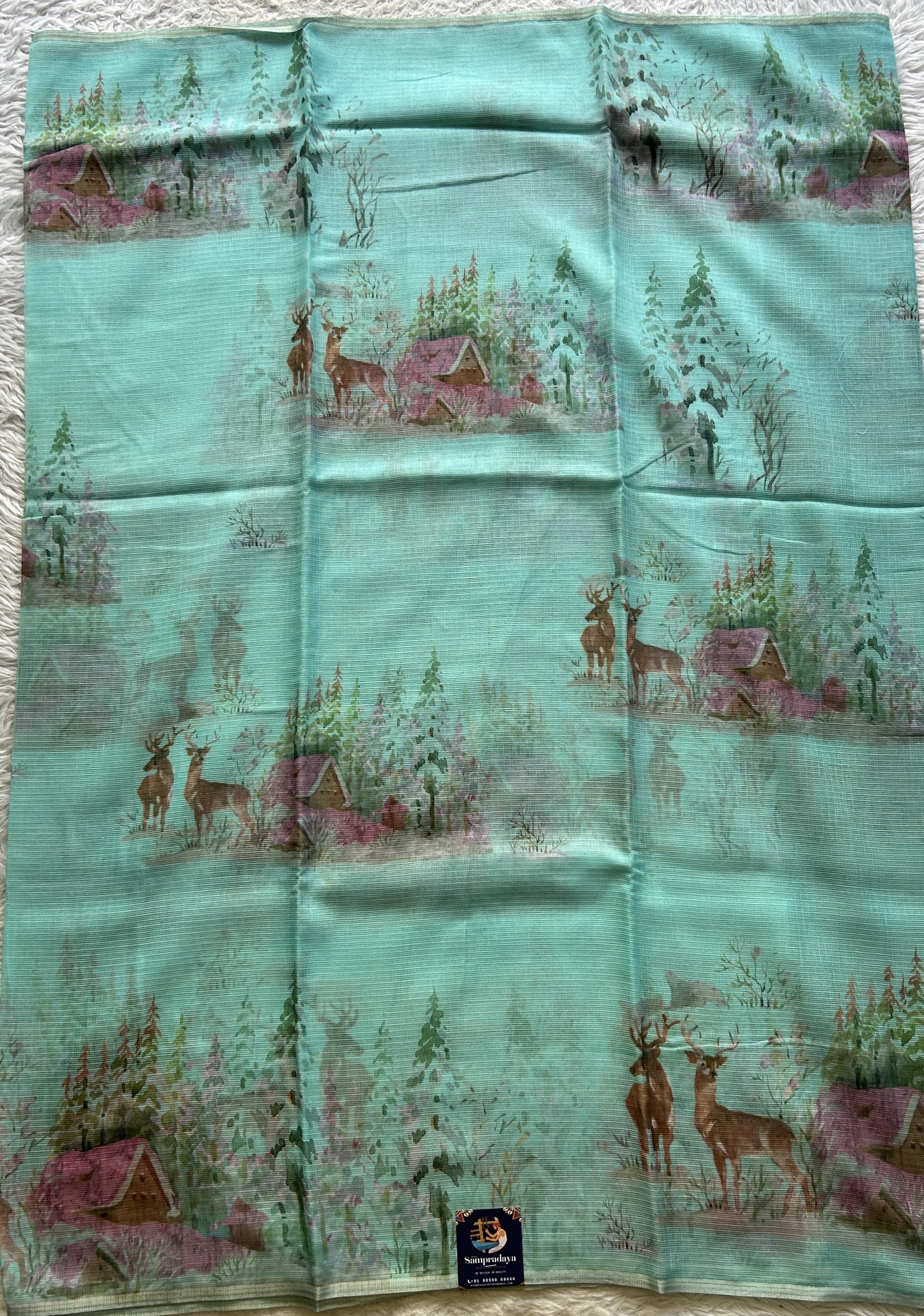 Cotton Kota Saree Sky Blue Colored Complemented with a Borderless. - Sampradaya Designer Studio