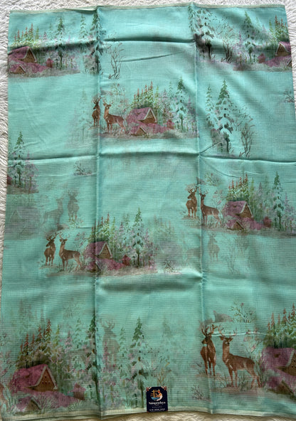 Cotton Kota Saree Sky Blue Colored Complemented with a Borderless. - Sampradaya Designer Studio