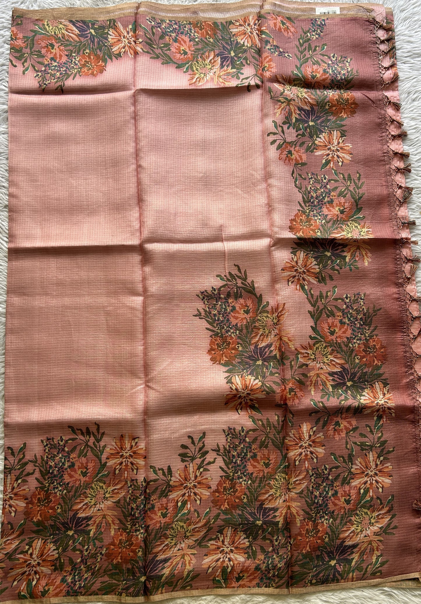 Silk kota Saree Rose Pink colored Elegantly Paired with a Borderless. - Sampradaya Designer Studio